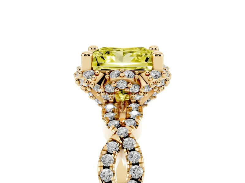 Princess Cut Halo Engagement Ring Setting for a Fancy Yellow Lab-Grown Diamond | Yellow Gold - Design NV-24725