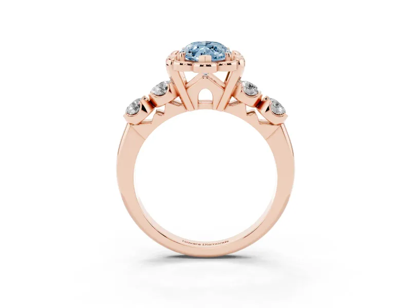 Marquise Floral Engagement Ring Setting for a Fancy Blue Lab-Grown Diamond | Petal Frame | Rose Gold