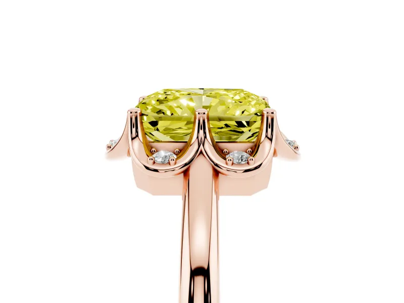 Radiant Cut Petal Halo Engagement Ring Setting for a Fancy Yellow Lab-Grown Diamond | Rose Gold