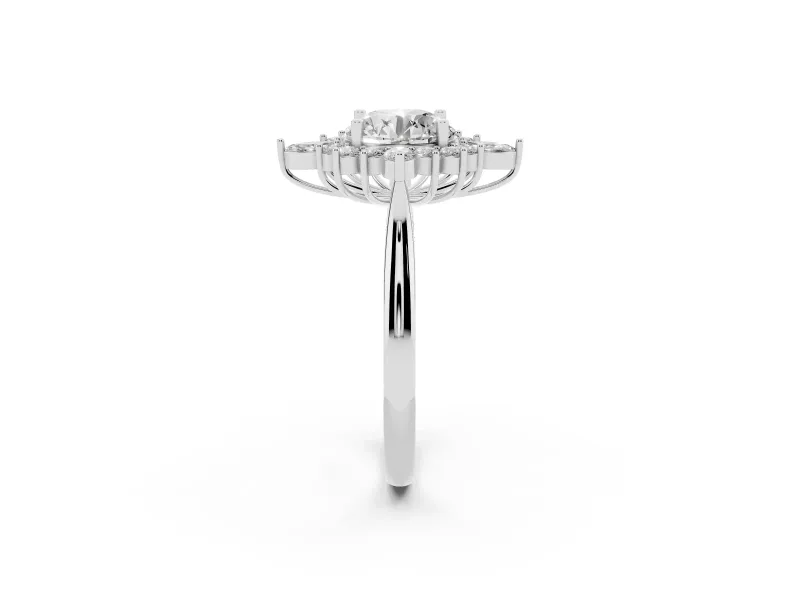 Round Cluster Halo Engagement Ring Setting | Sterling Silver
