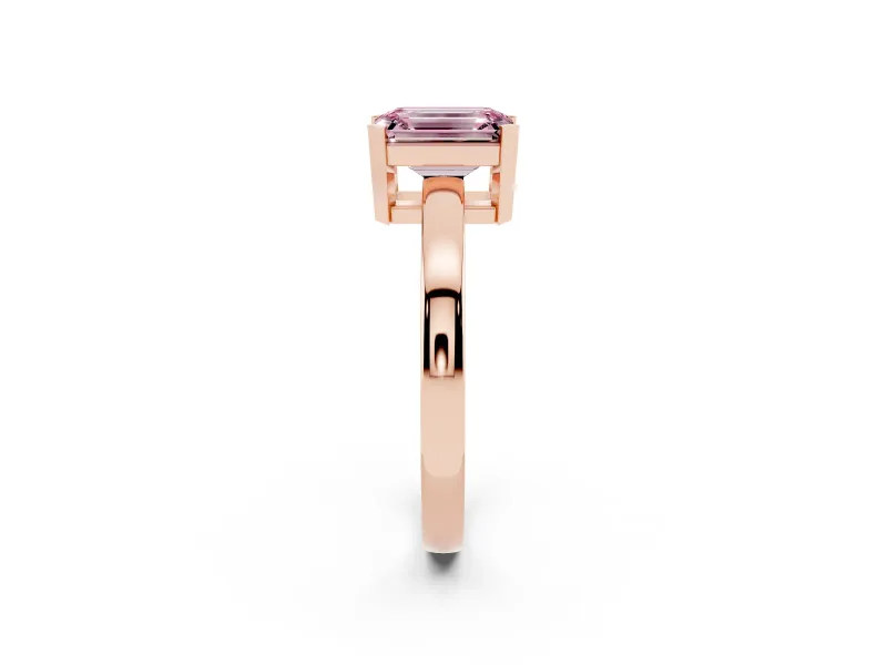 Emerald Cut Solitaire Engagement Ring Setting for a Fancy Pink Lab-Grown Diamond | Flat Tab Prongs | Rose Gold