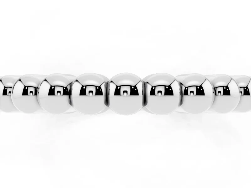 Slim Beaded Wedding Band | Polished Metal Beads | Sterling Silver