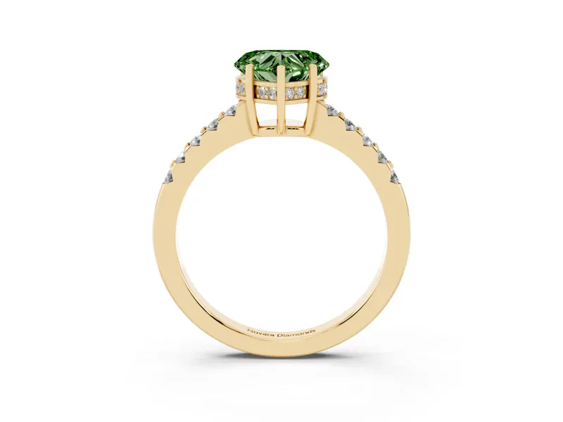 Heart-Shaped Engagement Ring Setting for a Fancy Green Lab-Grown Diamond | Yellow Gold - Design NV-24649