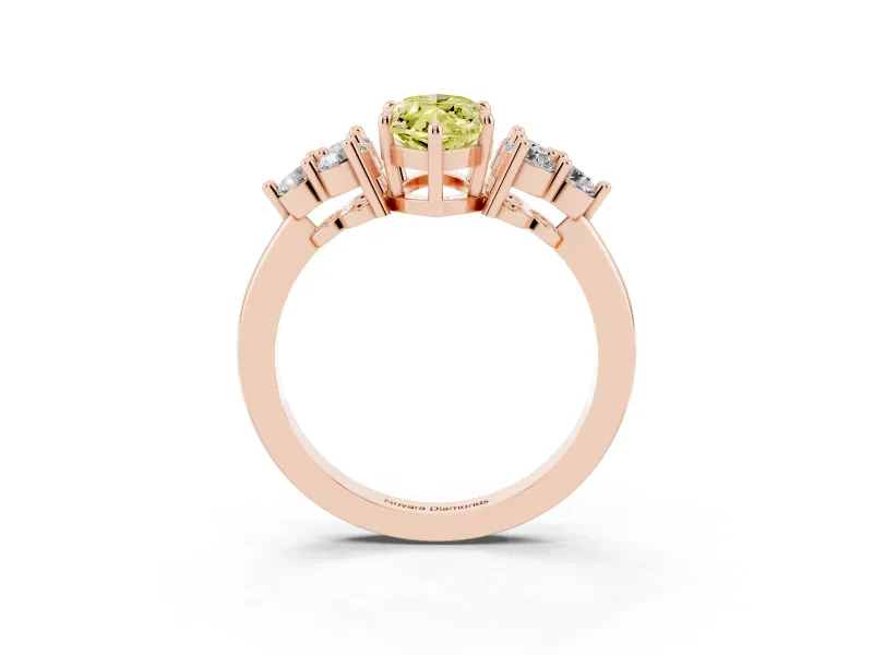 Marquise Cluster Side Stone Engagement Ring Setting for a Fancy Yellow Lab-Grown Diamond | Rose Gold