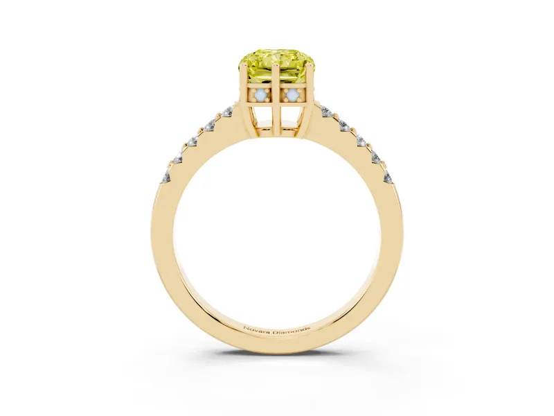 Radiant Cut Engagement Ring Setting for a Fancy Yellow Lab-Grown Diamond | Yellow Gold - Design NV-24649