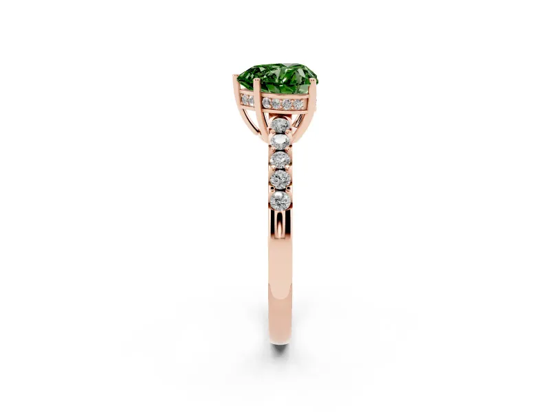 Heart-Shaped Engagement Ring Setting for a Fancy Green Lab-Grown Diamond | Rose Gold - Design NV-24649
