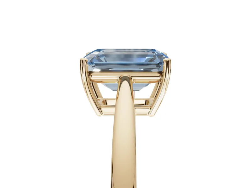 Emerald Cut Cathedral Engagement Ring Setting for a Fancy Blue Lab-Grown Diamond | Yellow Gold - Design NV-24626