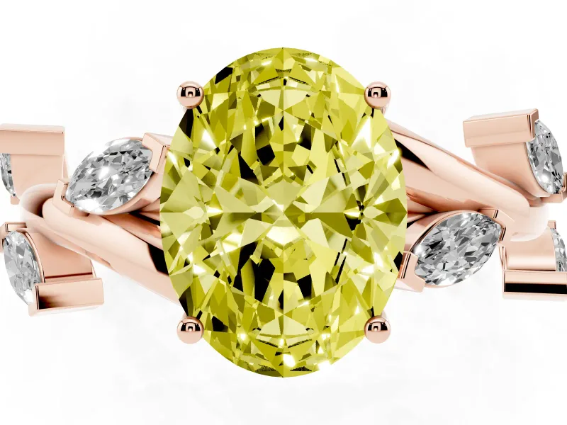 Oval Twisted Vine Engagement Ring Setting for a Fancy Yellow Lab-Grown Diamond | Rose Gold