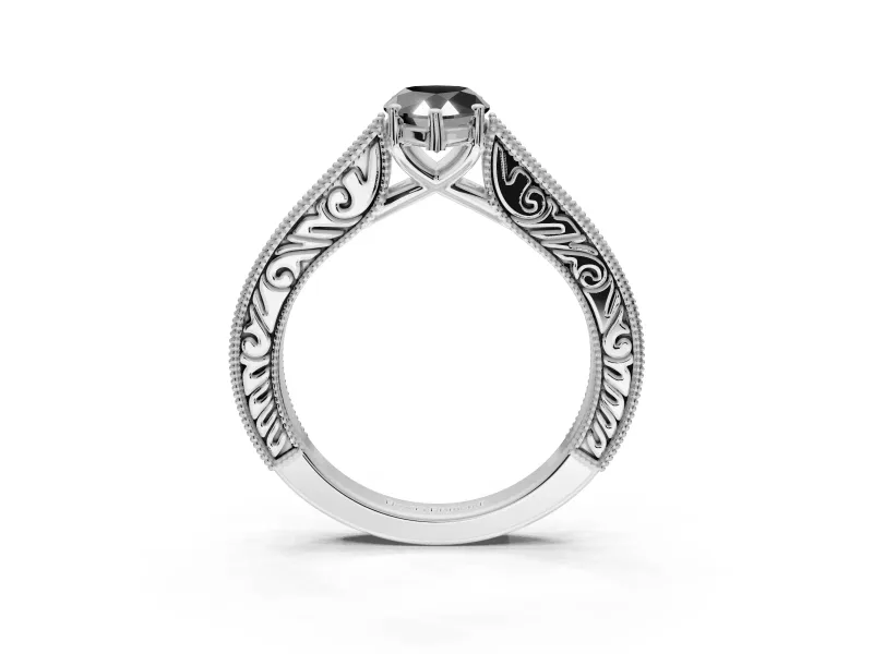 Pear-Shaped Vintage Pavé Engagement Ring Setting for a Black Center | Platinum