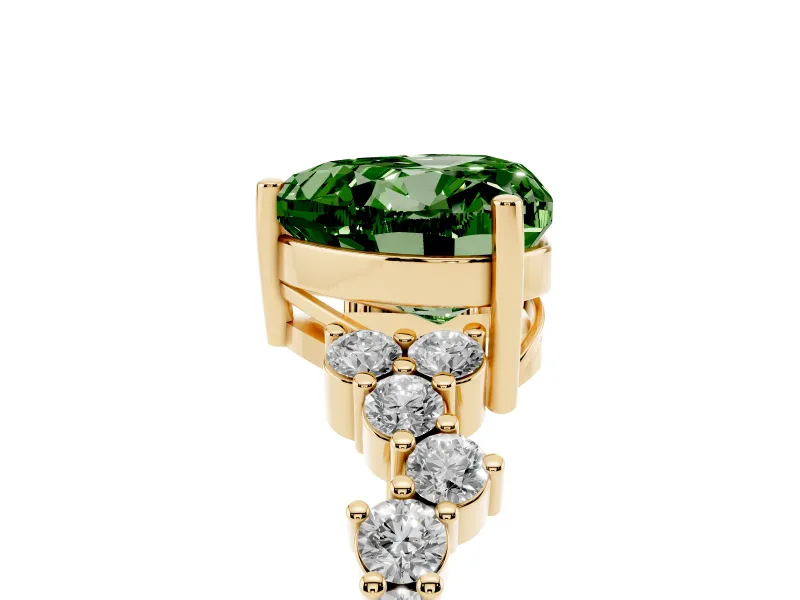 Heart-Shaped Accented Engagement Ring Setting for a Fancy Green Lab-Grown Diamond | Yellow Gold
