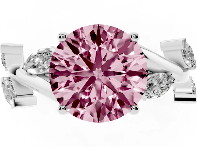 Round Twisted Vine Engagement Ring Setting for a Fancy Pink Lab-Grown Diamond | White Gold