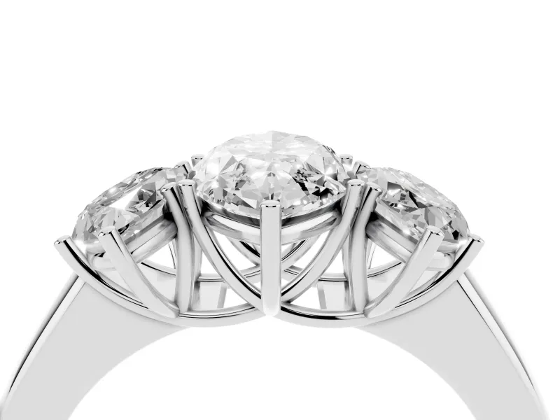 Marquise Three Stone Engagement Ring Setting | Touching Side Stones | Sterling Silver