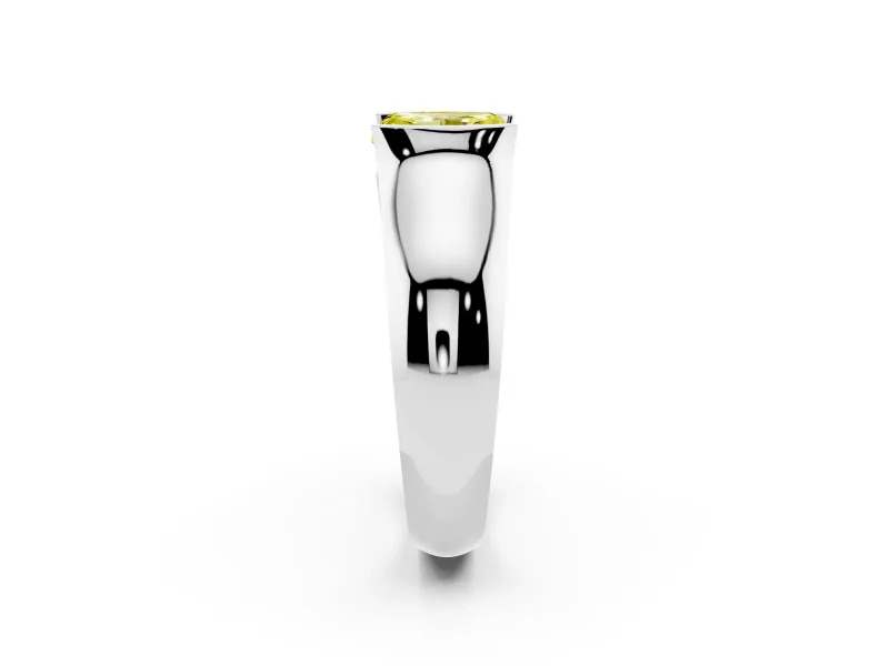 Radiant Cut Half Bezel Engagement Ring Setting for a Fancy Yellow Lab-Grown Diamond | Wide Band | Sterling Silver