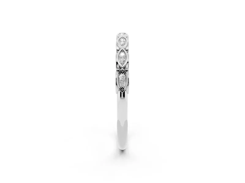 Marquise Motif Diamond Openwork Eternity Band Set in Platinum with Pavé and Bezel Setting