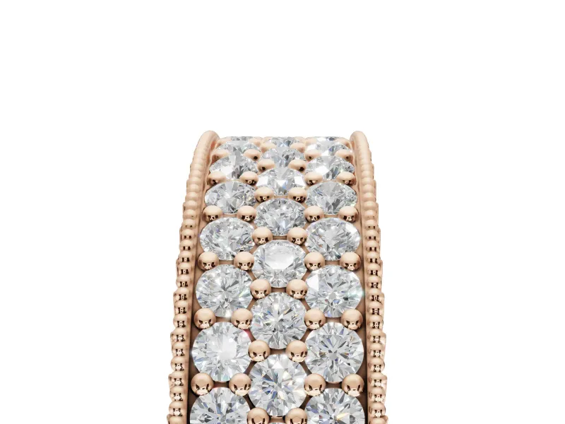 Round Lab-Grown Diamond Wide Pavé Wedding Band | Milgrain Edges | Rose Gold