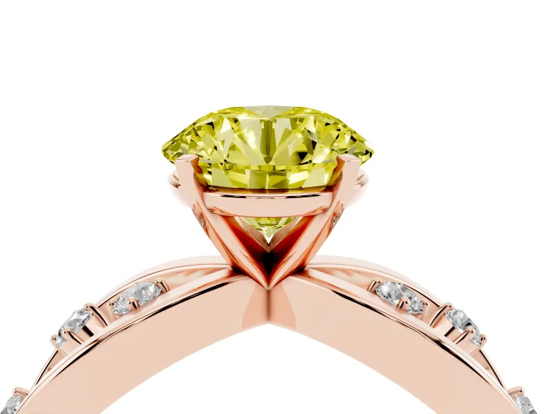 Round Loop Engagement Ring Setting for a Fancy Yellow Lab-Grown Diamond | Rose Gold