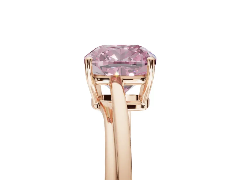 Cushion Cut Bypass Solitaire Engagement Ring Setting for a Fancy Pink Lab-Grown Diamond | Rose Gold