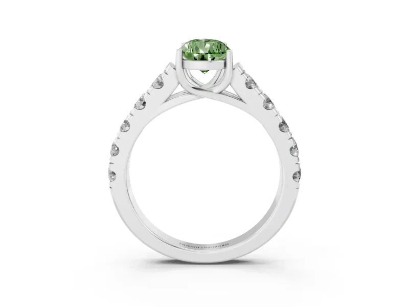 Pear-Shaped Engagement Ring Setting for a Fancy Green Lab-Grown Diamond | White Gold - Design NV-24643