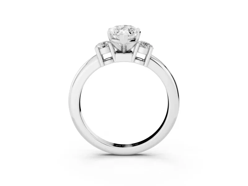 Three-Stone Marquise Cut Diamond Ring Set in Platinum with Prong Setting and Plain Band