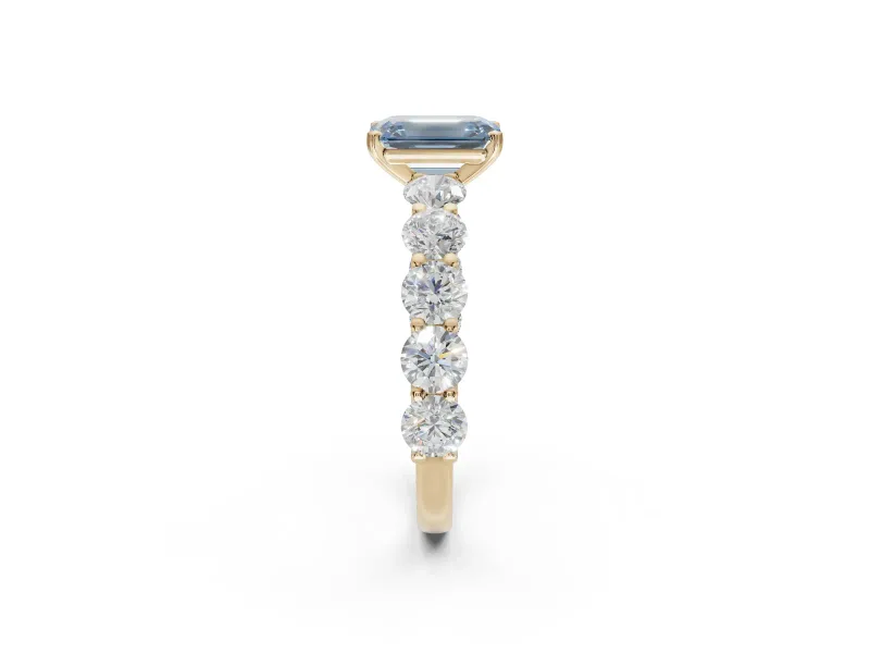 Emerald Cut Engagement Ring Setting for a Fancy Blue Lab-Grown Diamond | Yellow Gold - Design NV-24455