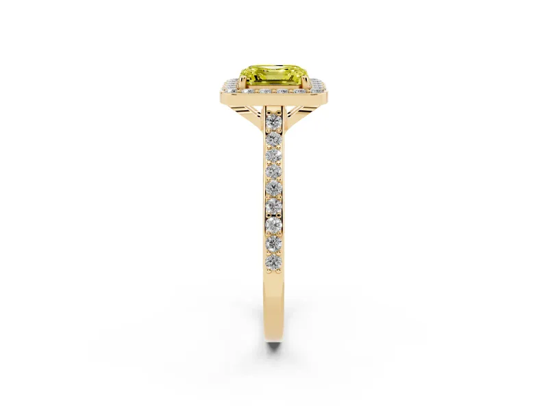 Asscher Cut Halo Engagement Ring Setting for a Fancy Yellow Lab-Grown Diamond | Yellow Gold - Design NV-24729