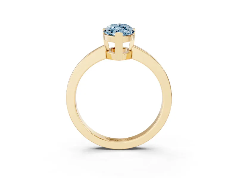 Fancy Blue Marquise Cut Diamond Solitaire Ring Set in Yellow gold with Prong Head and Smooth Polished Band