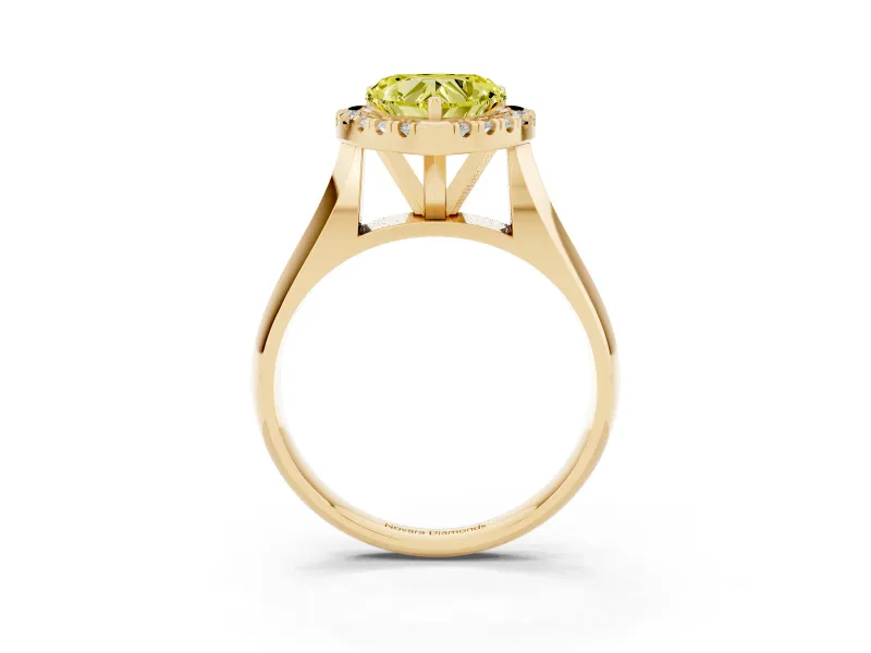 Heart-Shaped Halo Engagement Ring Setting for a Fancy Yellow Lab-Grown Diamond | Square Profile Band | Yellow Gold