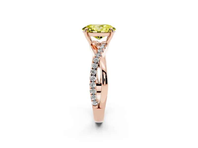 Oval Crossover Engagement Ring Setting for a Fancy Yellow Lab-Grown Diamond | Rose Gold