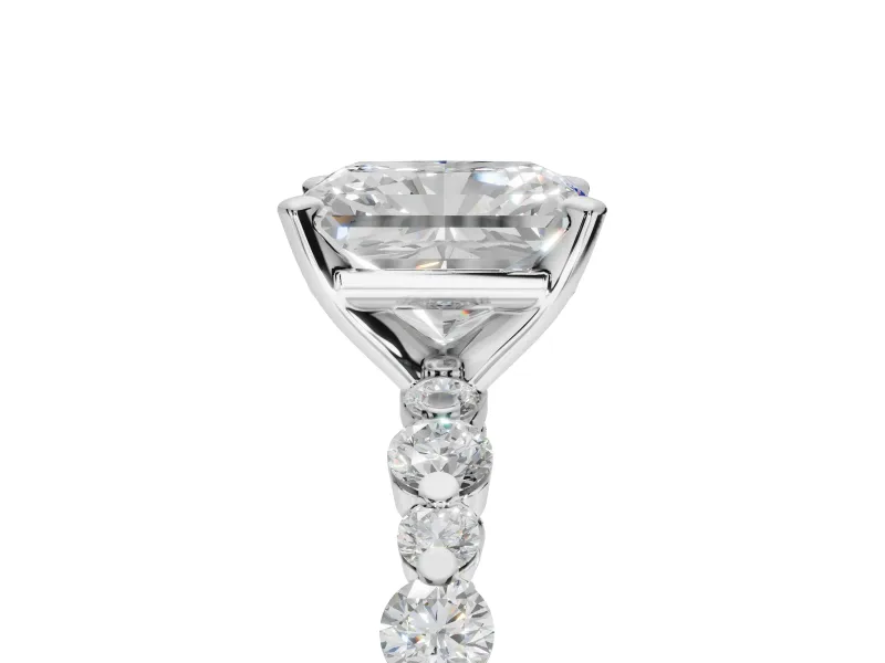 Radiant Cut Pavé Solitaire Engagement Ring Setting | Alternating Accents | Platinum