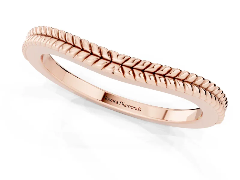 Milgrain Twist Contour Wedding Band Set in Rose gold