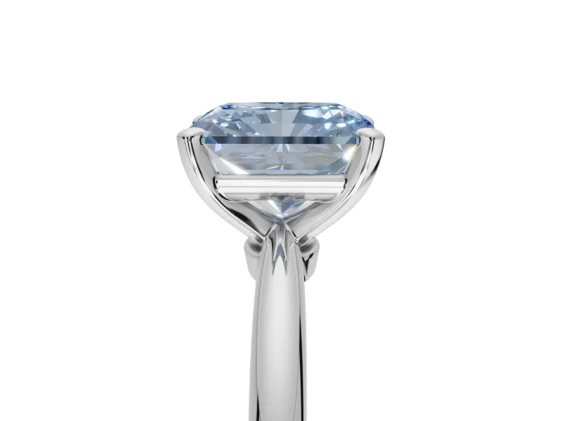 Radiant Cut Solitaire Engagement Ring Setting for a Fancy Blue Lab-Grown Diamond | Tapered Plain Band | White Gold