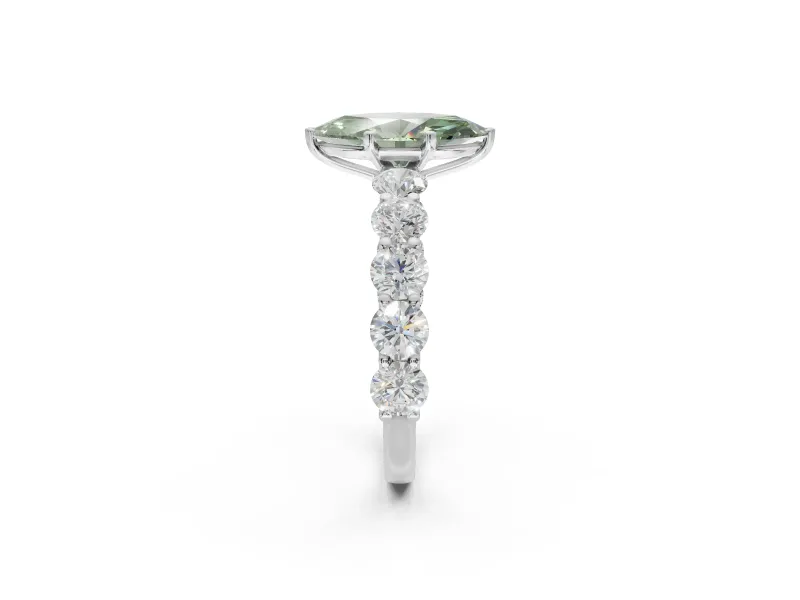 Marquise Engagement Ring Setting for a Fancy Green Lab-Grown Diamond | Sterling Silver - Design NV-24455