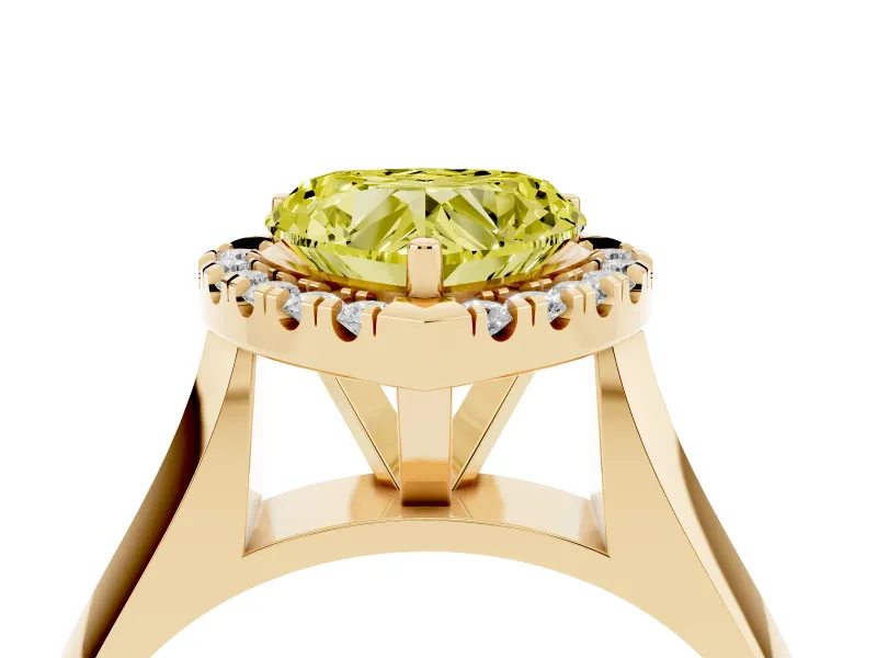 Heart-Shaped Halo Engagement Ring Setting for a Fancy Yellow Lab-Grown Diamond | Square Profile Band | Yellow Gold