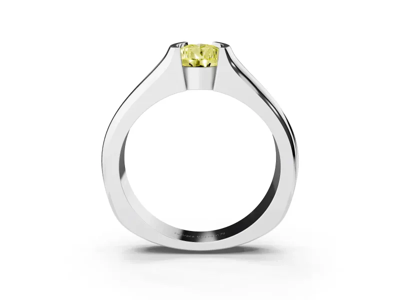 Pear-Shaped Half Bezel Solitaire Engagement Ring Setting for a Fancy Yellow Lab-Grown Diamond | Wide Band | Platinum