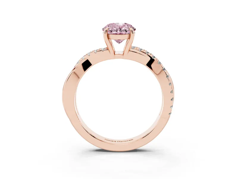 Oval Crossover Engagement Ring Setting for a Fancy Pink Lab-Grown Diamond | Rose Gold