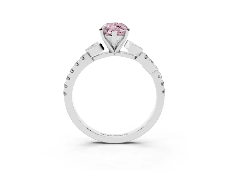 Marquise Leaf Pavé Engagement Ring Setting for a Fancy Pink Lab-Grown Diamond | White Gold