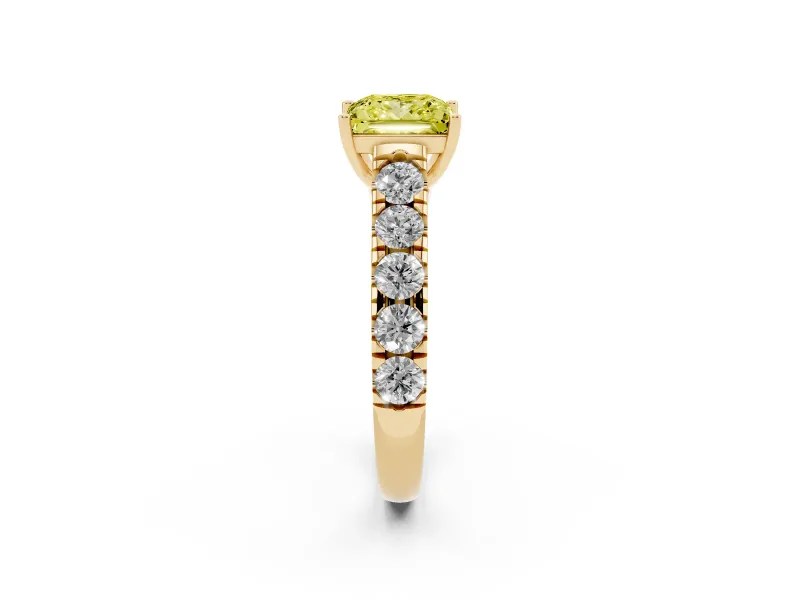 Princess Cut Engagement Ring Setting for a Fancy Yellow Lab-Grown Diamond | Yellow Gold - Design NV-24643