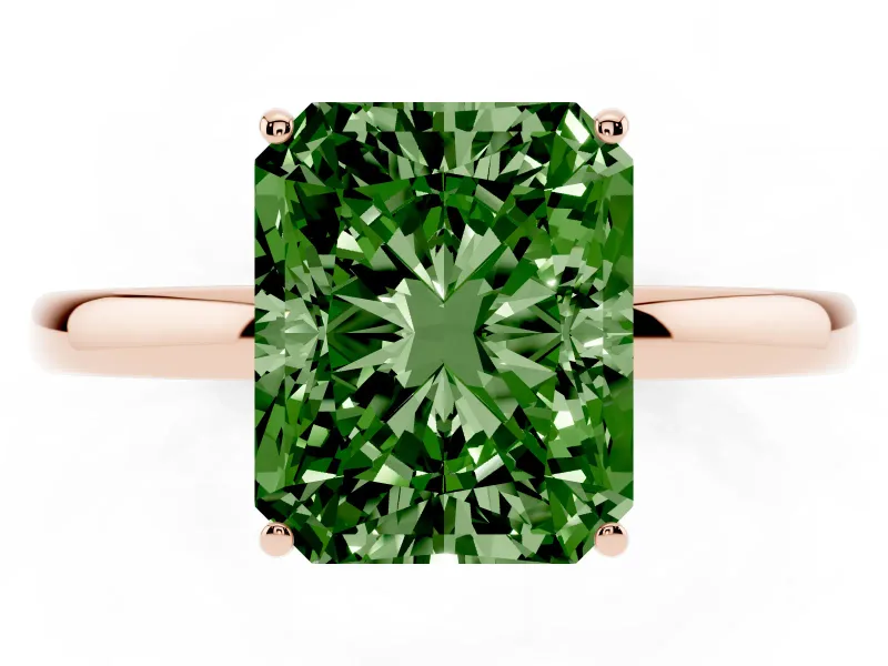 Radiant Cut Engagement Ring Setting for a Fancy Green Lab-Grown Diamond | Hidden Halo | Rose Gold