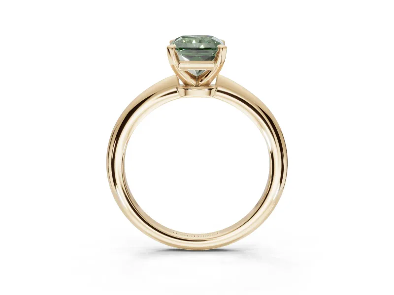Radiant Cut Solitaire Engagement Ring Setting for a Fancy Green Lab-Grown Diamond | Tapered Plain Band | Yellow Gold
