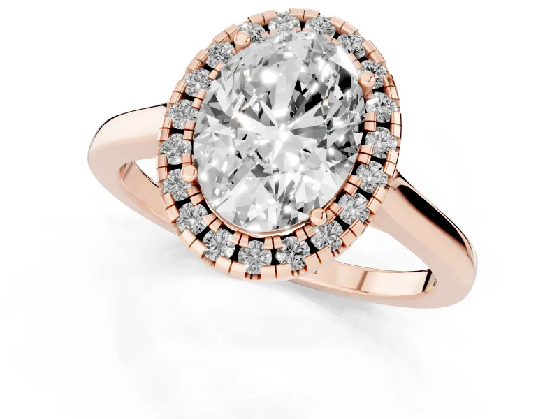 Oval Halo Engagement Ring Setting | Flat Tapered Band | Rose Gold