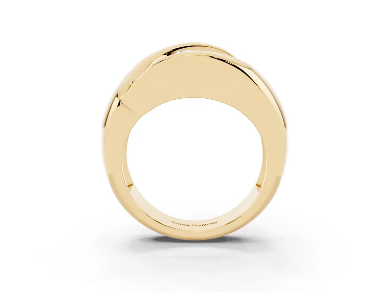 Oval Three Stone Bypass Engagement Ring Setting | Sculpted Crossover Band | Yellow Gold