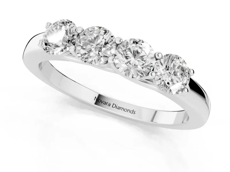 Round Diamond Four-Stone Band Set in White gold with Prong Setting