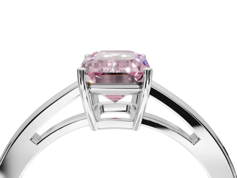 Emerald Cut Cathedral Engagement Ring Setting for a Fancy Pink Lab-Grown Diamond | Sterling Silver - Design NV-24626