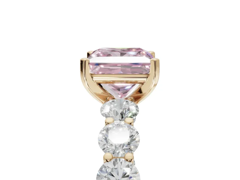Princess Cut Engagement Ring Setting for a Fancy Pink Lab-Grown Diamond | Yellow Gold - Design NV-24455