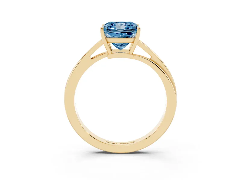 Princess Cut Bypass Solitaire Engagement Ring Setting for a Fancy Blue Lab-Grown Diamond | Yellow Gold