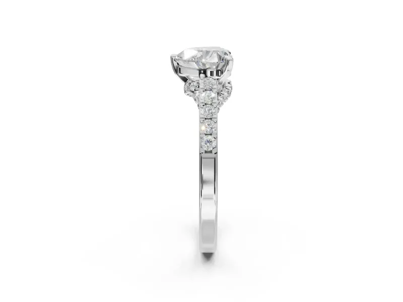 Heart-Shaped Pavé Solitaire Engagement Ring Setting | Crossover Gallery | Sterling Silver