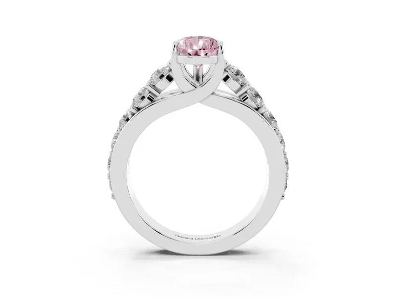 Pear-Shaped Graduated Engagement Ring Setting for a Fancy Pink Lab-Grown Diamond | Platinum