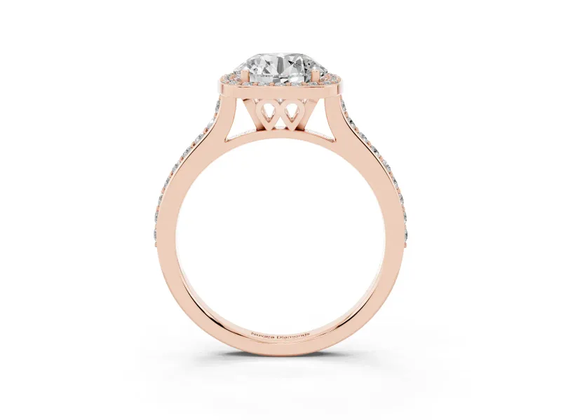 Round Pavé Halo Engagement Ring Setting | Rose Gold