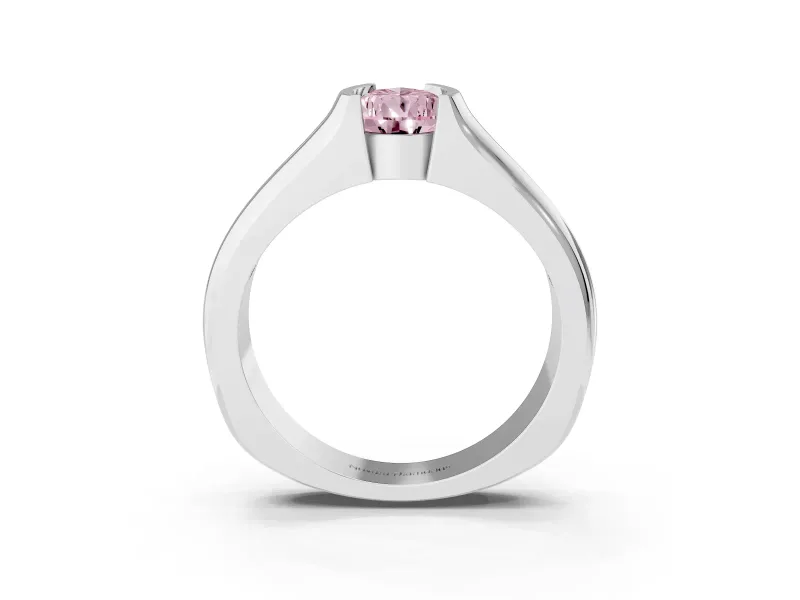 Pear-Shaped Half Bezel Engagement Ring Setting for a Fancy Pink Lab-Grown Diamond | Wide Band | Sterling Silver