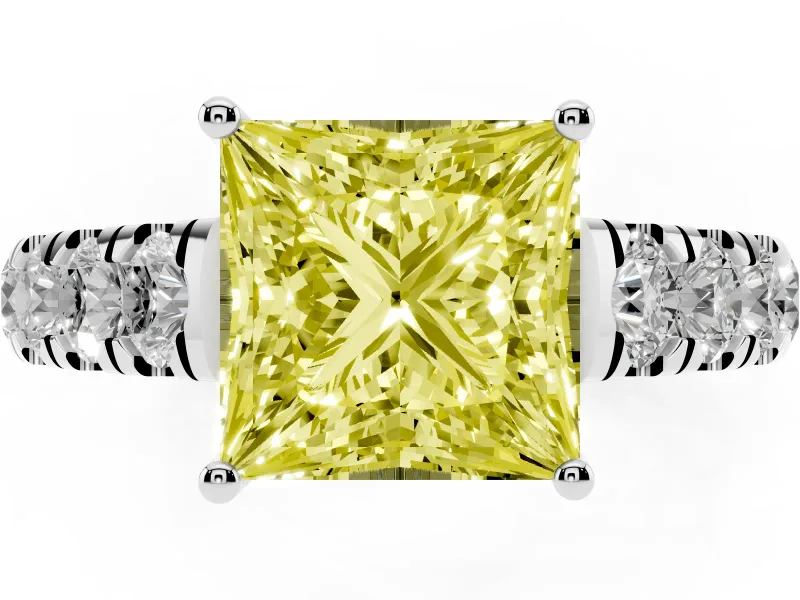 Princess Cut Engagement Ring Setting for a Fancy Yellow Lab-Grown Diamond | Platinum - Design NV-24643